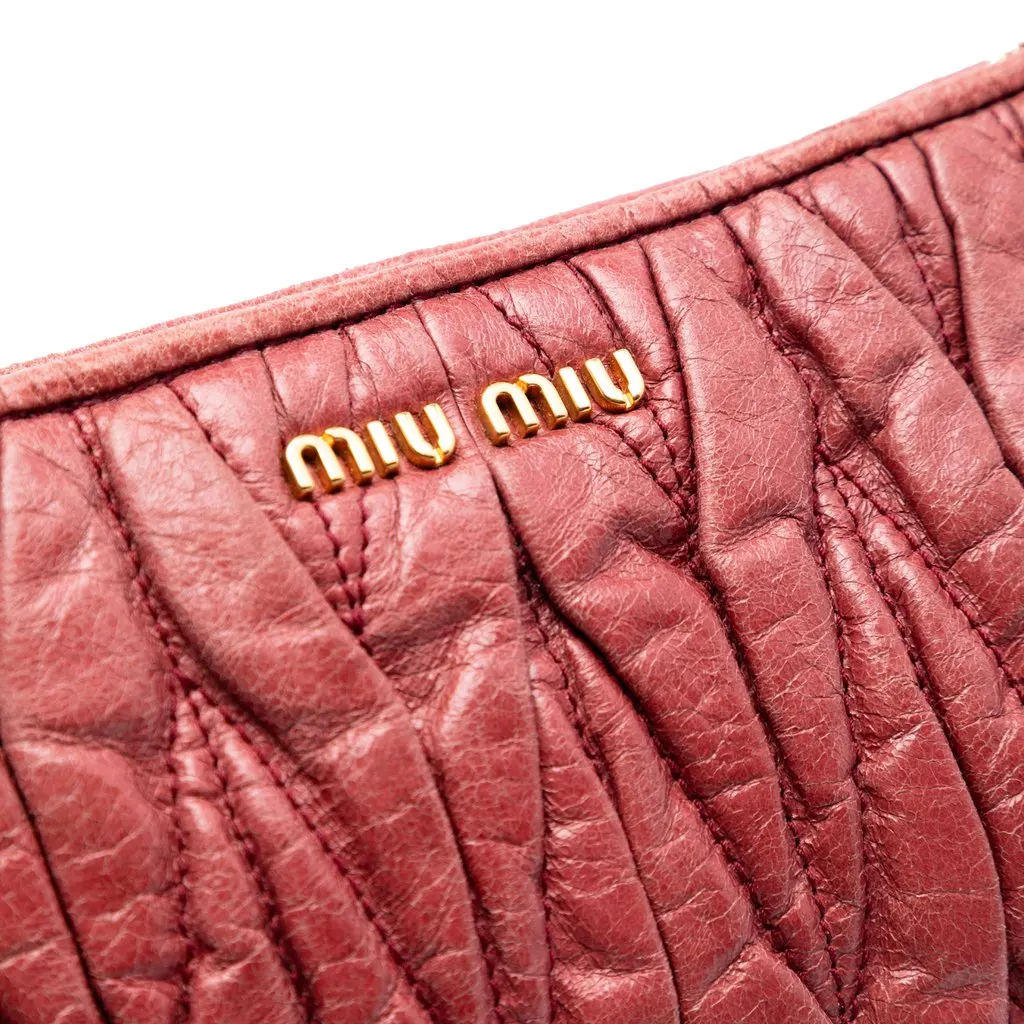 Miu Miu Matelasse Leather Shoulder Bag Red Leather Very good - Box View