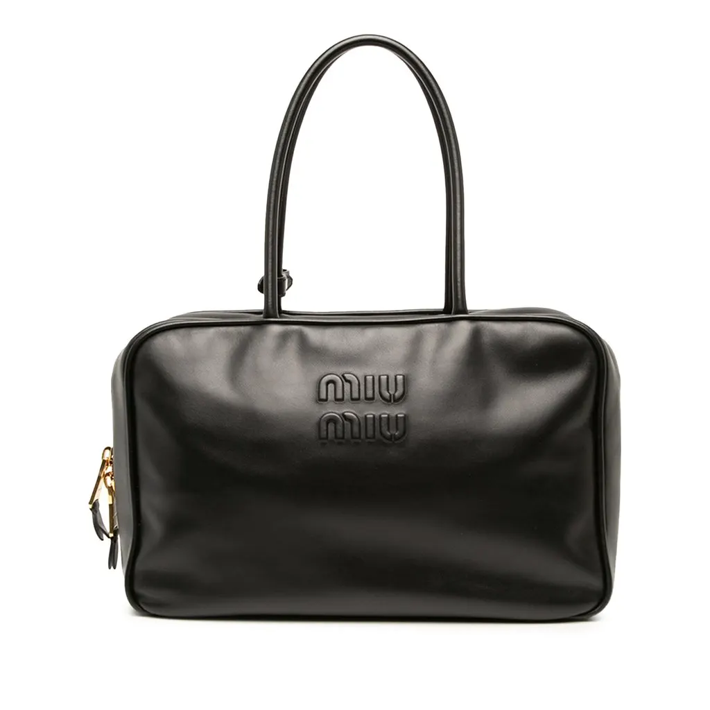 Miu Miu Large Soft Calf Softy Beau Top Handle Bag Black Leather Very good - Front View