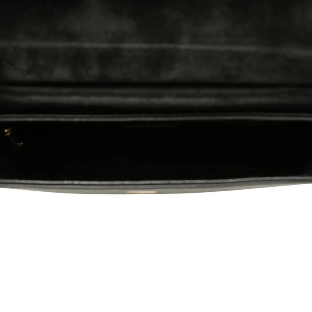 Gucci Calfskin Bamboo Handbag Black Leather Good - Model View