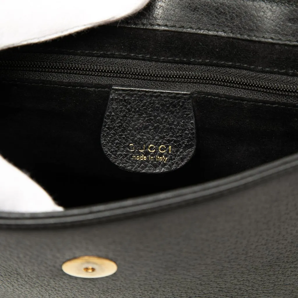 Gucci Calfskin Bamboo Handbag Black Leather Good - Box View