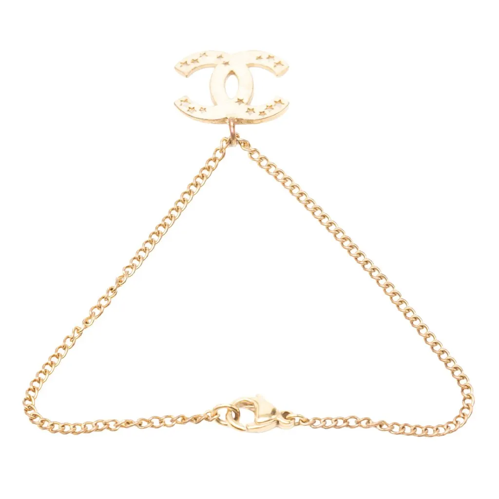 Chanel CC Gold Plated Star Cutout Pendant Necklace Gold Metal Very good - Inside View