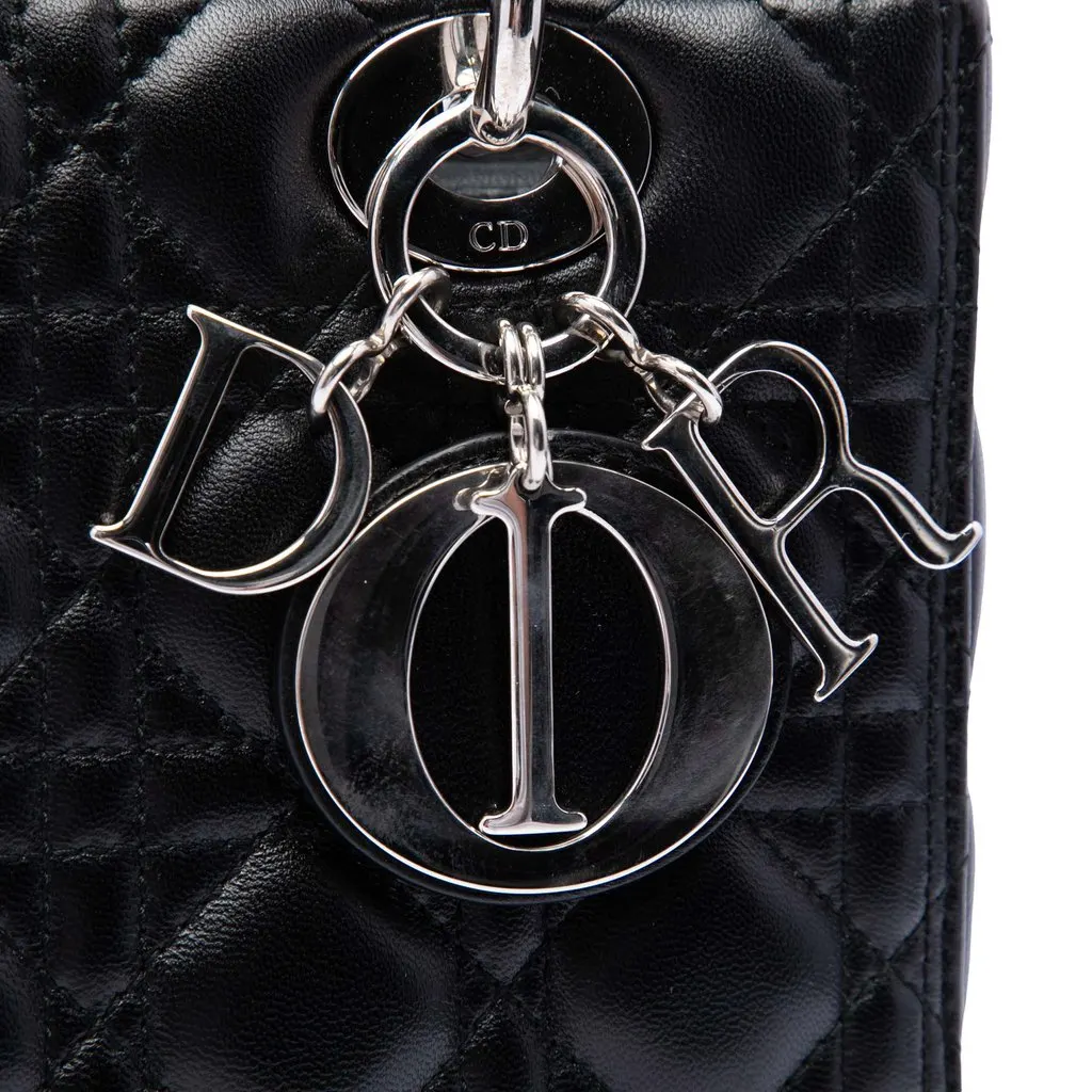 Dior Medium Lambskin Cannage Lady Dior Black Leather Very good - Box View
