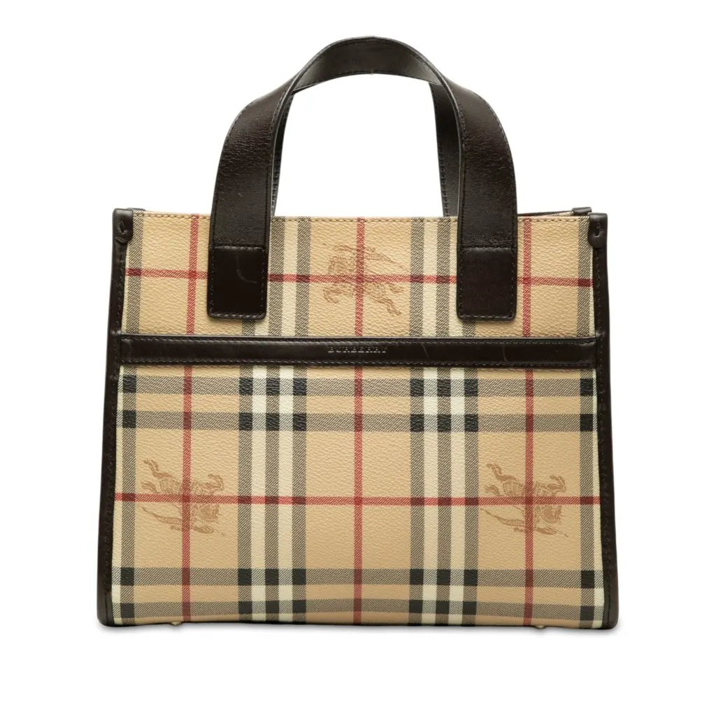 Burberry Haymarket Check Coated Canvas Handbag Beige Canvas Very good - Front View