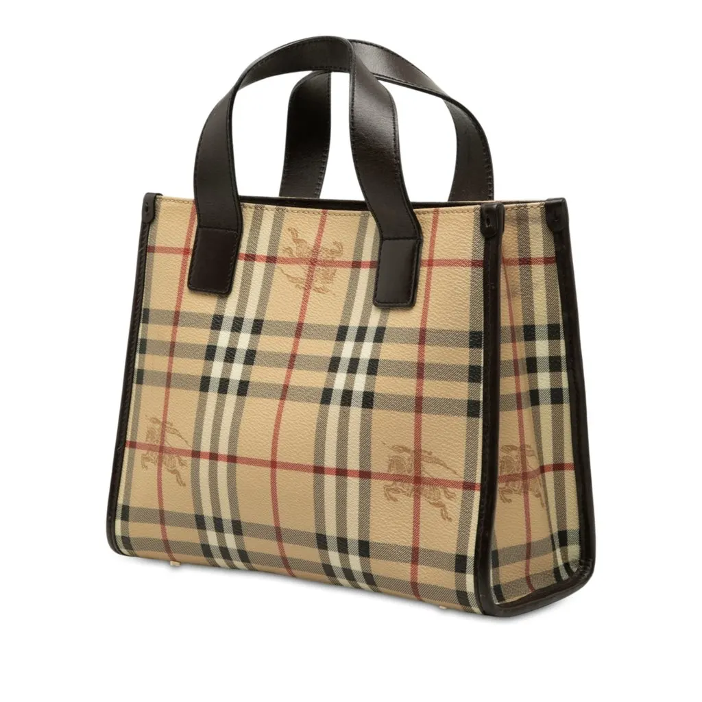 Burberry Haymarket Check Coated Canvas Handbag Beige Canvas Very good - Back View