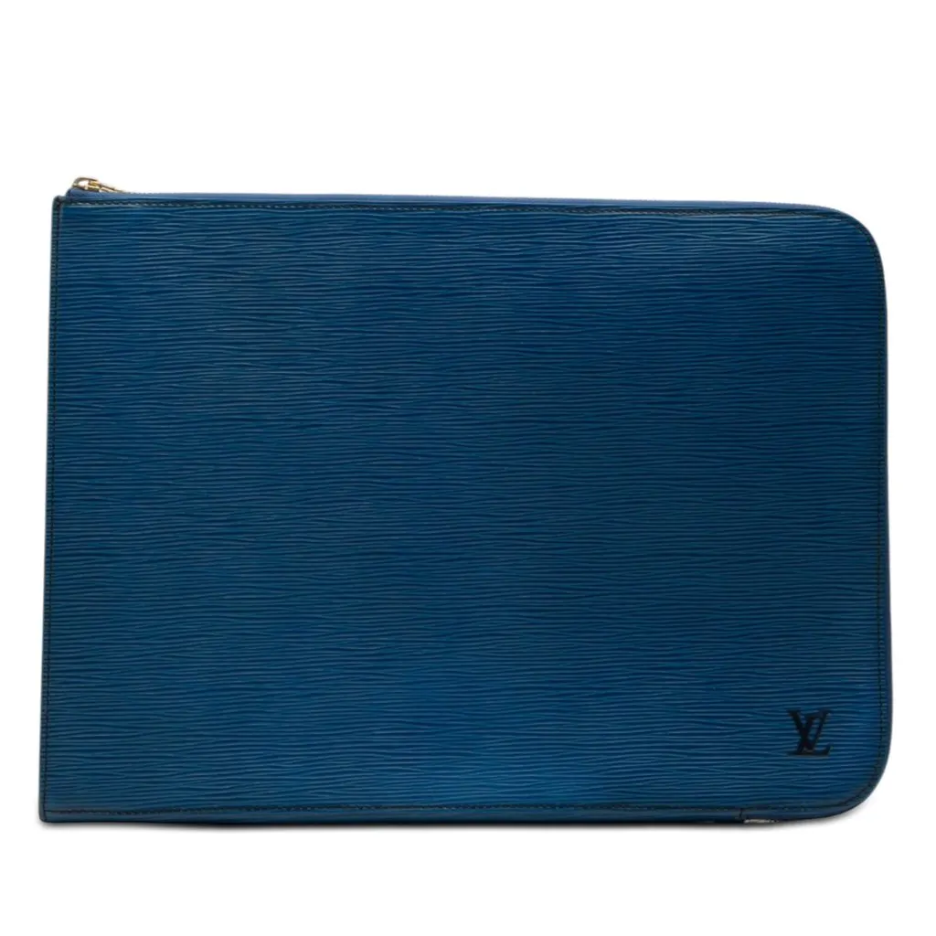 Louis Vuitton Epi Poche Documents Portfolio Blue Leather Very good - Front View