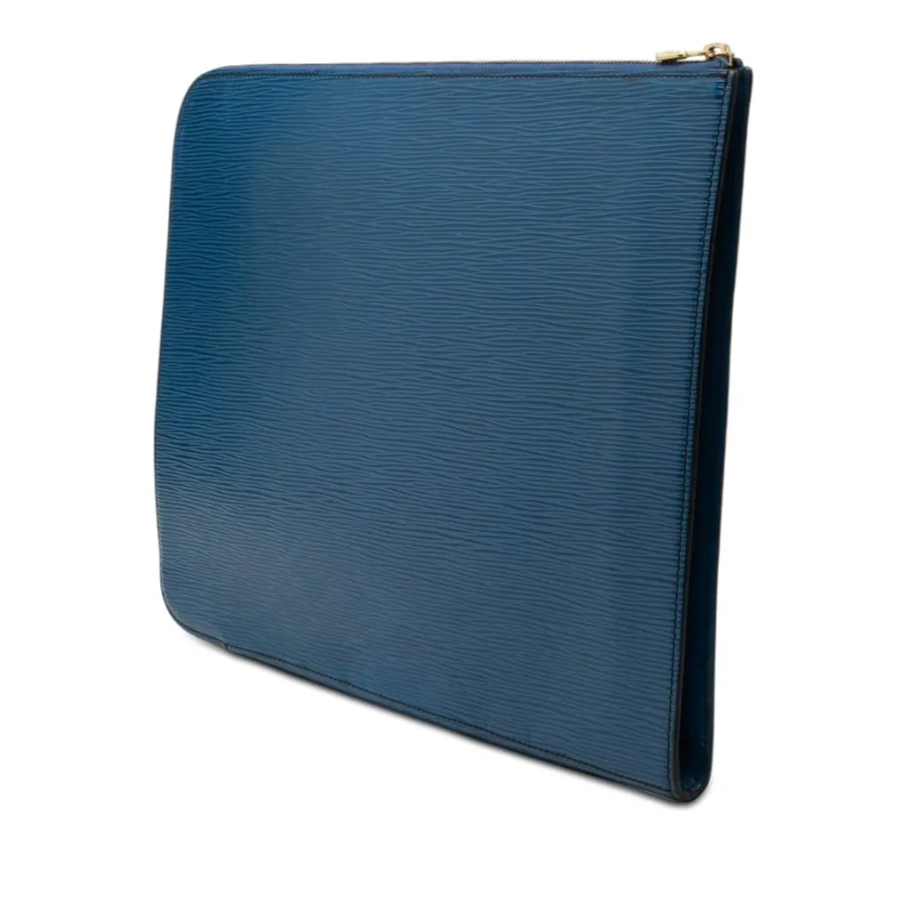 Louis Vuitton Epi Poche Documents Portfolio Blue Leather Very good - Back View
