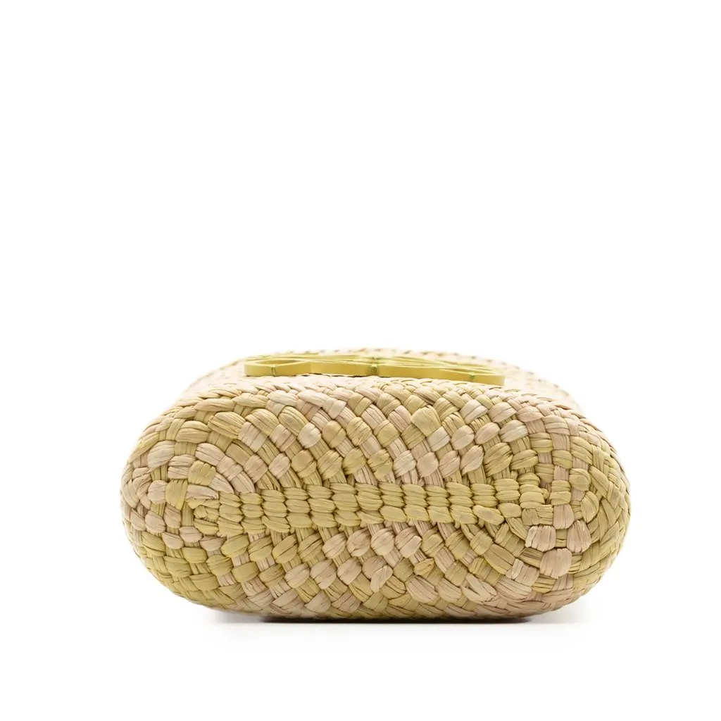 LOEWE Paulas Ibiza Raffia Anagram Square Pocket Bucket Bag Green Very good - Inside View