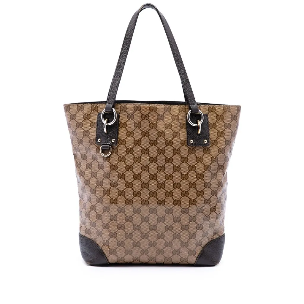 Gucci GG Crystal Vertical Charm Tote Beige Canvas Very good - Front View