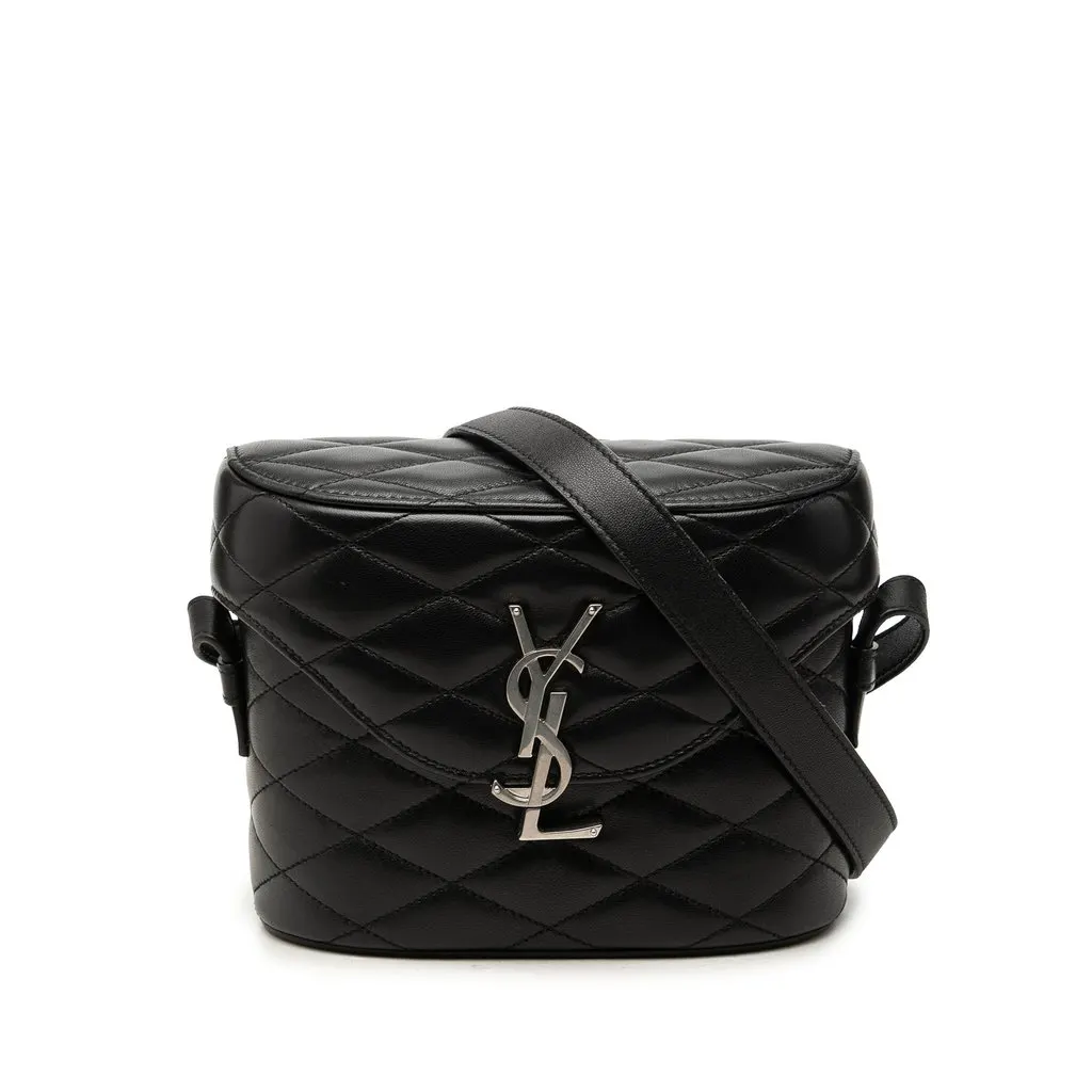 Saint Laurent Quilted Lambskin Monogram June Box Bag Black Leather Very good - Front View
