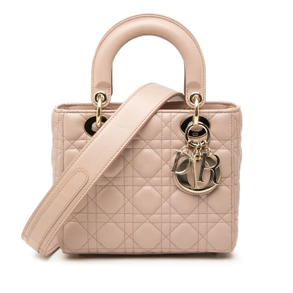 Dior Small Lambskin Cannage My ABCDior Lady Dior Pink Leather Very good - Front View