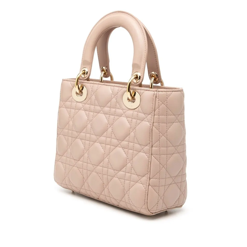Dior Small Lambskin Cannage My ABCDior Lady Dior Pink Leather Very good - Back View