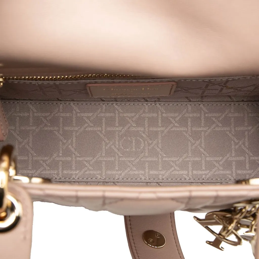 Dior Small Lambskin Cannage My ABCDior Lady Dior Pink Leather Very good - Model View