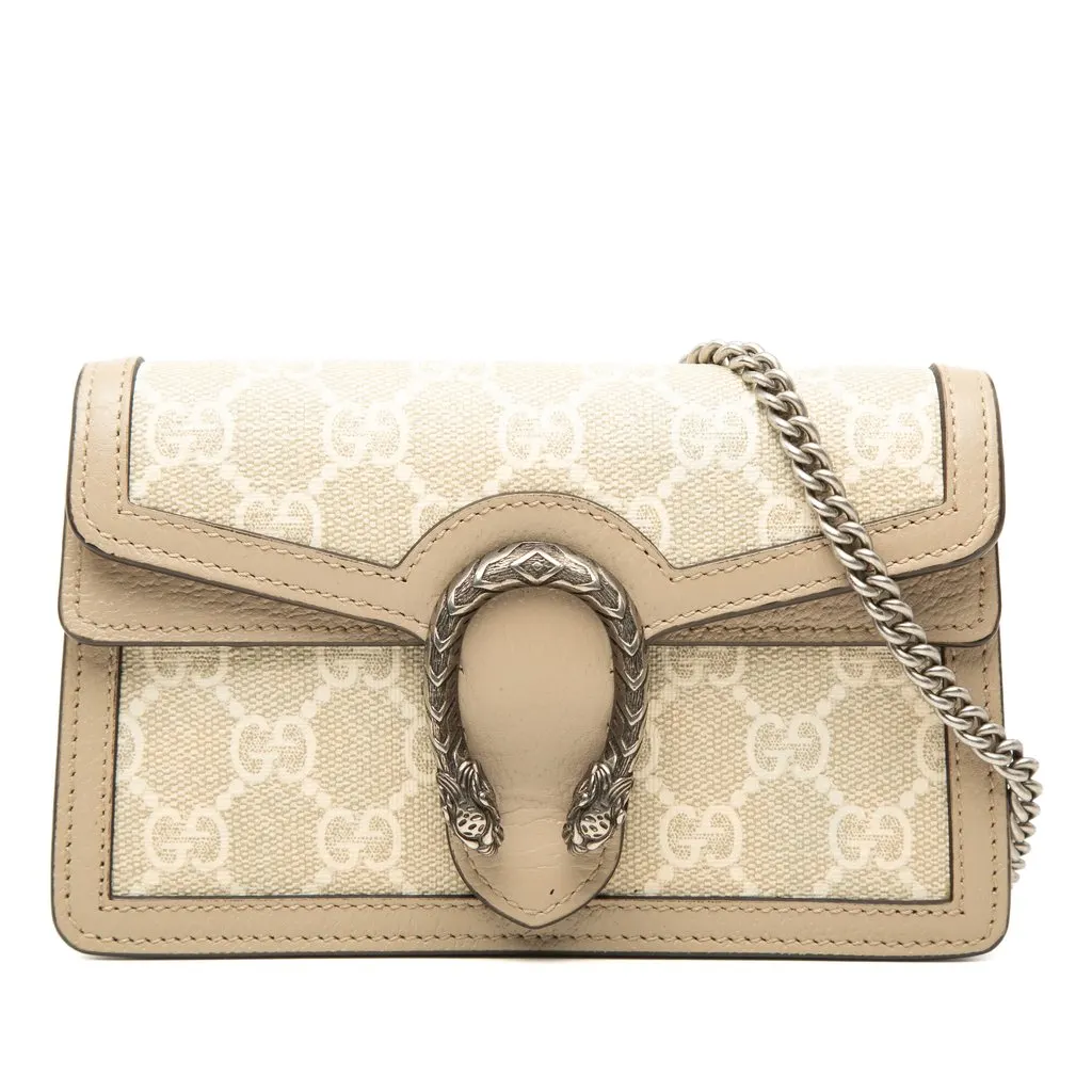 Gucci Mini GG Supreme Dionysus Crossbody Beige Canvas Very good - Front View