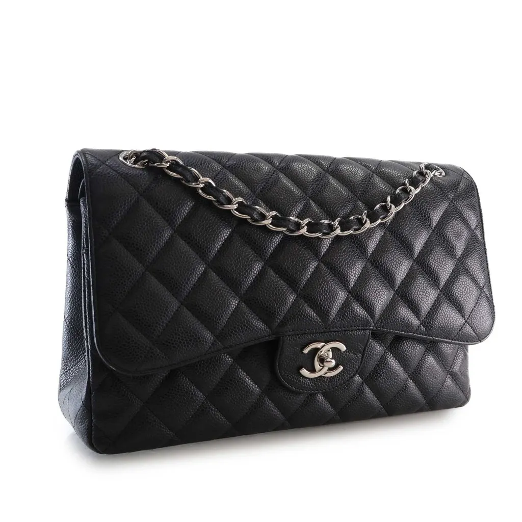Chanel Jumbo Classic Caviar Double Flap Black Leather Very good - Inside View