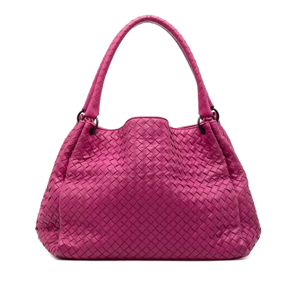 Bottega Veneta Nappa Intrecciato Parachute Tote Pink Leather Very good - Front View