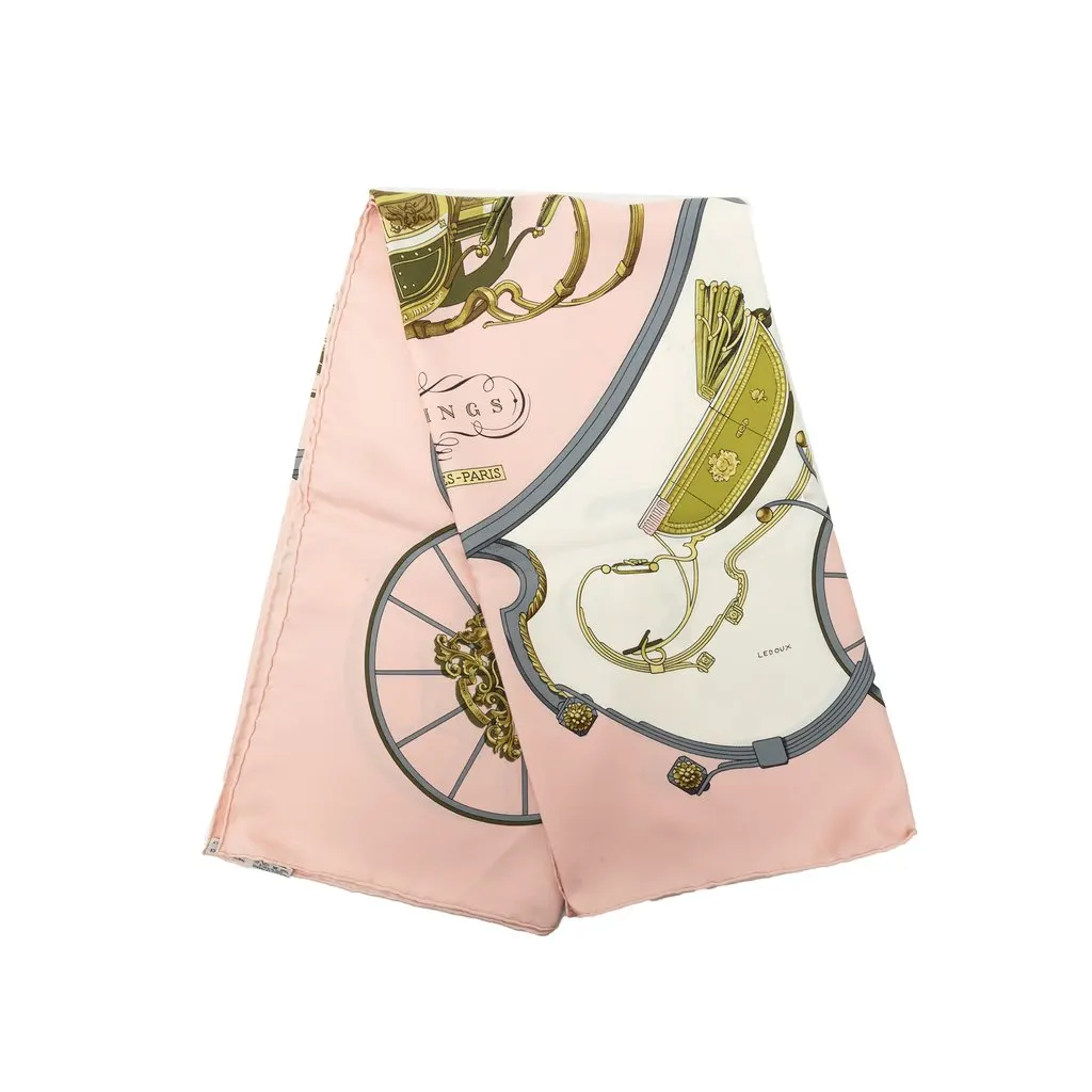 Hermès Springs Silk Scarf 90 Pink Silk Very good - Front View