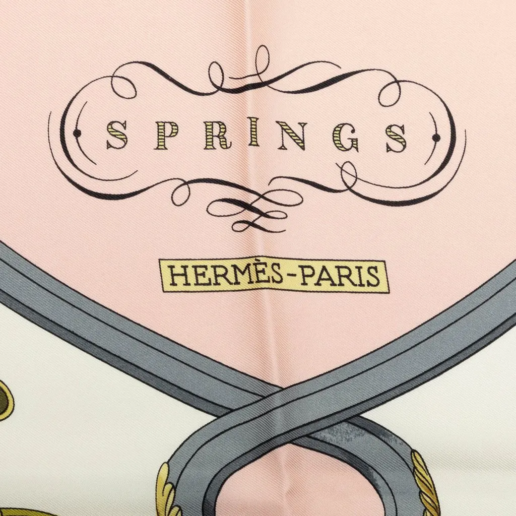 Hermès Springs Silk Scarf 90 Pink Silk Very good - Box View
