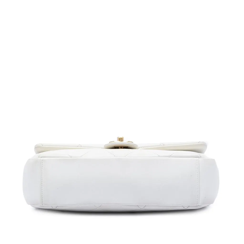 Chanel Medium Quilted Lambskin A Real Catch Flap White Leather Very good - Inside View
