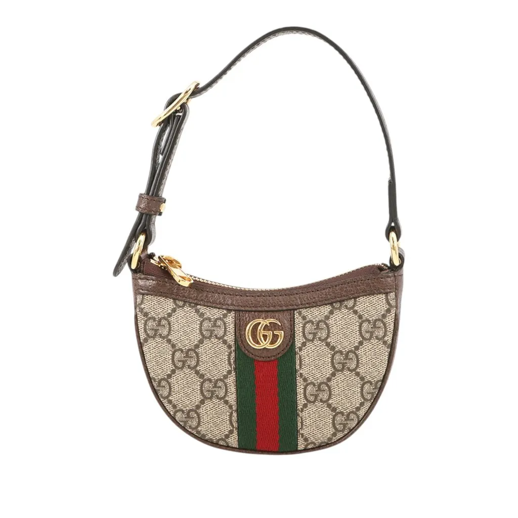 Gucci Mini GG Supreme Web Ophidia Handbag Beige Very good - Front View