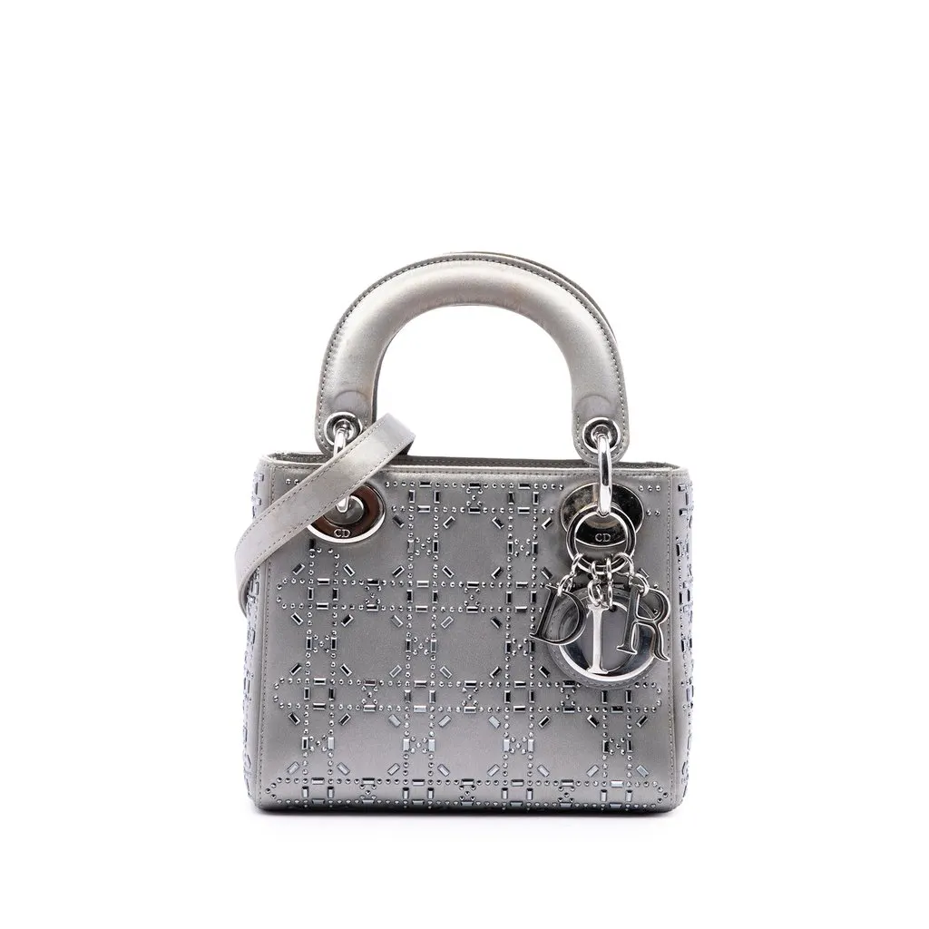 Dior Mini Satin Cannage Crystal Embellished Lady Dior MultiColor Satin Very good - Front View