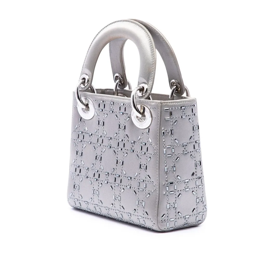 Dior Mini Satin Cannage Crystal Embellished Lady Dior MultiColor Satin Very good - Back View