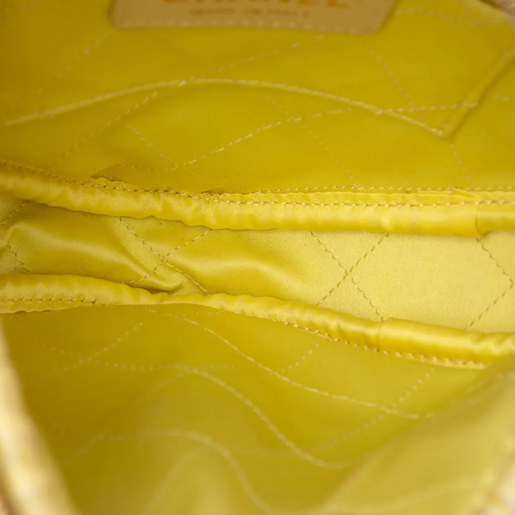 Chanel CC Quilted Lambskin Diamond Clutch with Chain Yellow Leather Very good - Model View