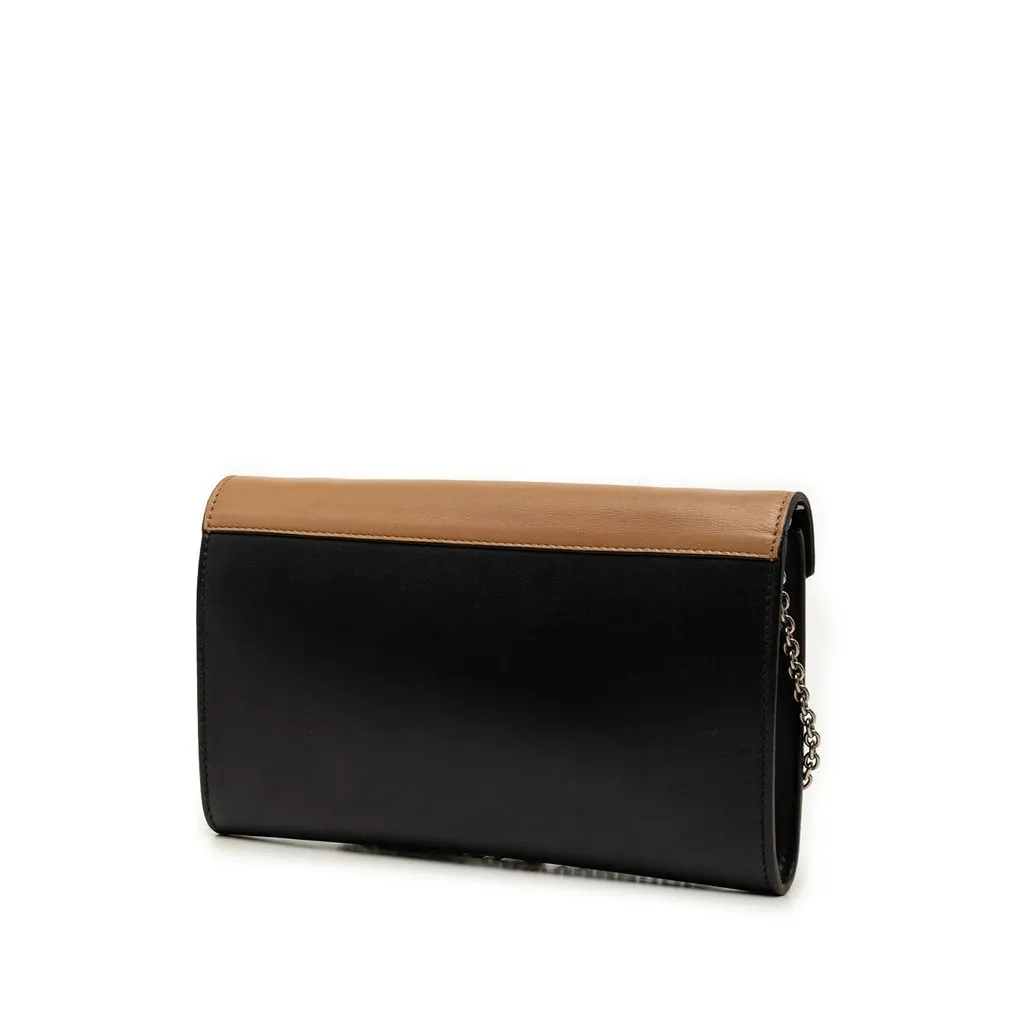 Celine Tricolor Leather Pocket Envelope Wallet On Chain Black Leather Very good - Back View