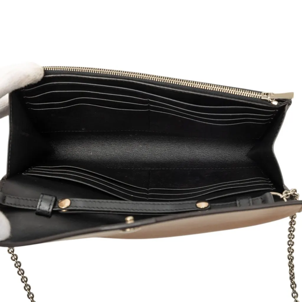 Celine Tricolor Leather Pocket Envelope Wallet On Chain Black Leather Very good - Model View