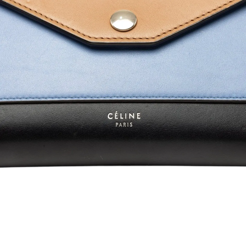 Celine Tricolor Leather Pocket Envelope Wallet On Chain Black Leather Very good - Box View