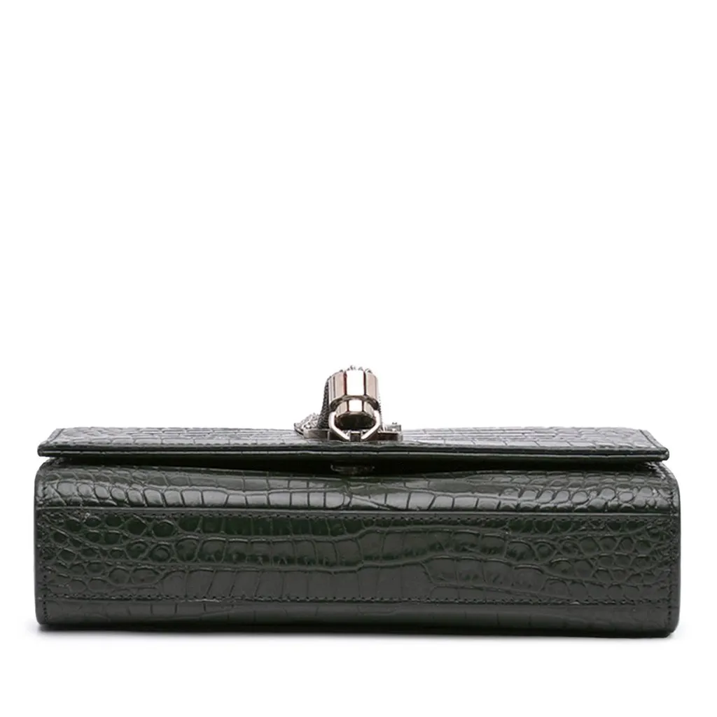 Saint Laurent Medium Croc Embossed Leather Kate Tassel Crossbody Green Leather Very good - Inside View