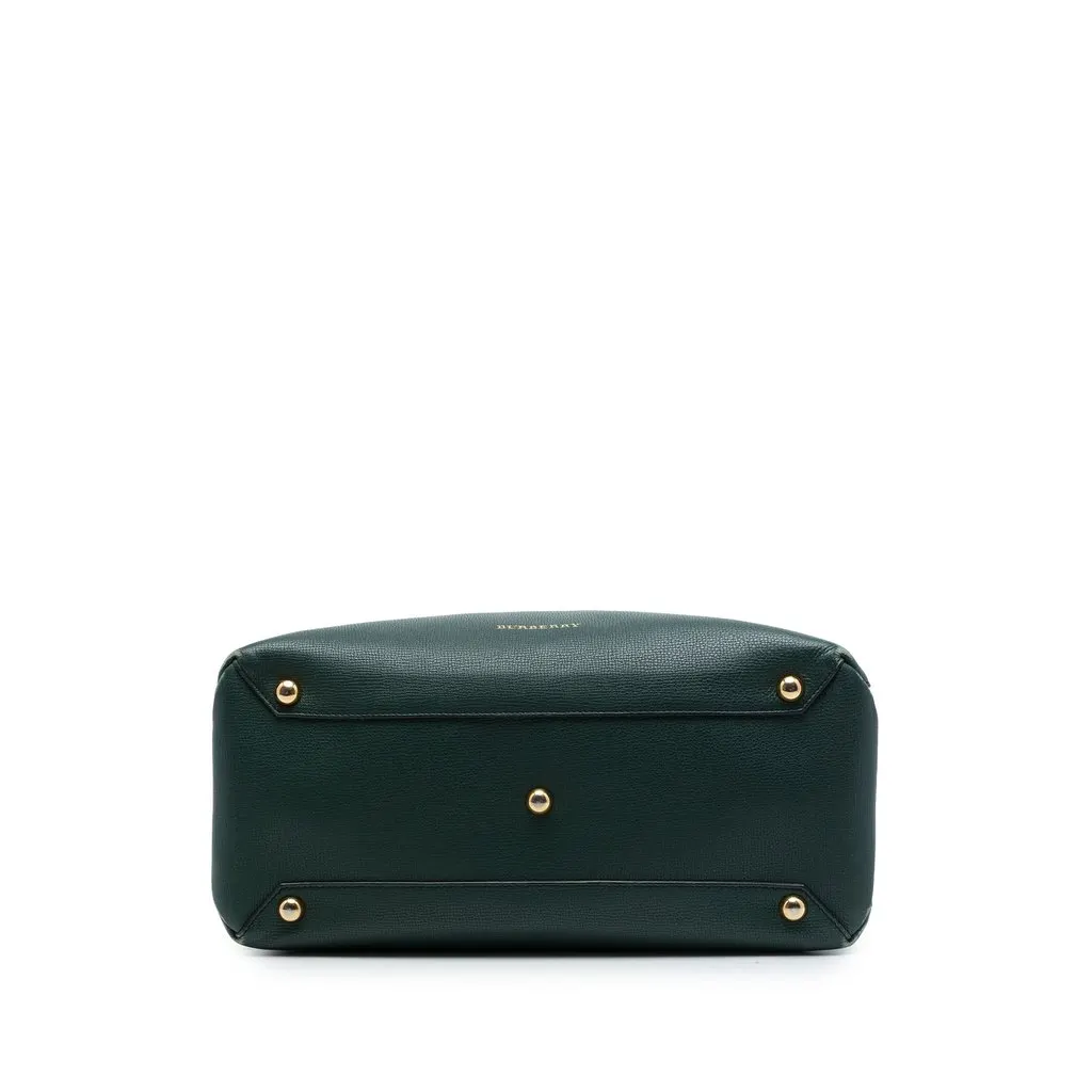 Burberry Medium Leather and House Check Banner Satchel Green Leather Good - Inside View
