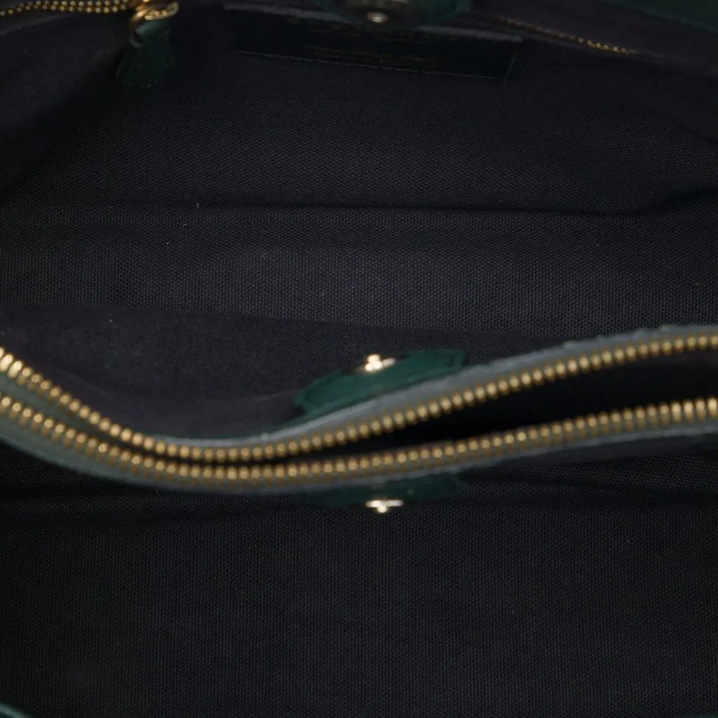 Burberry Medium Leather and House Check Banner Satchel Green Leather Good - Model View