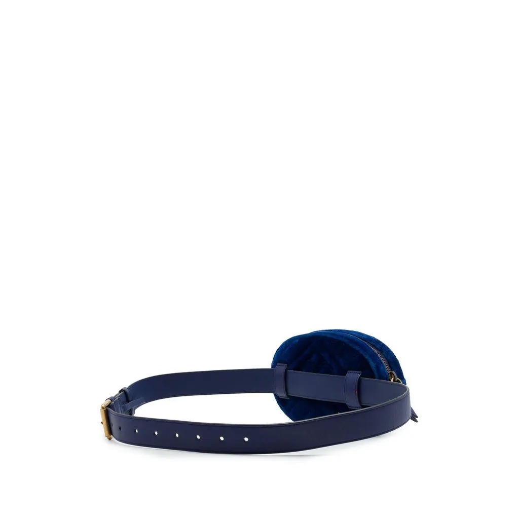 Gucci GG Marmont Matelasse Velvet Belt Bag Blue Velvet Very good - Back View