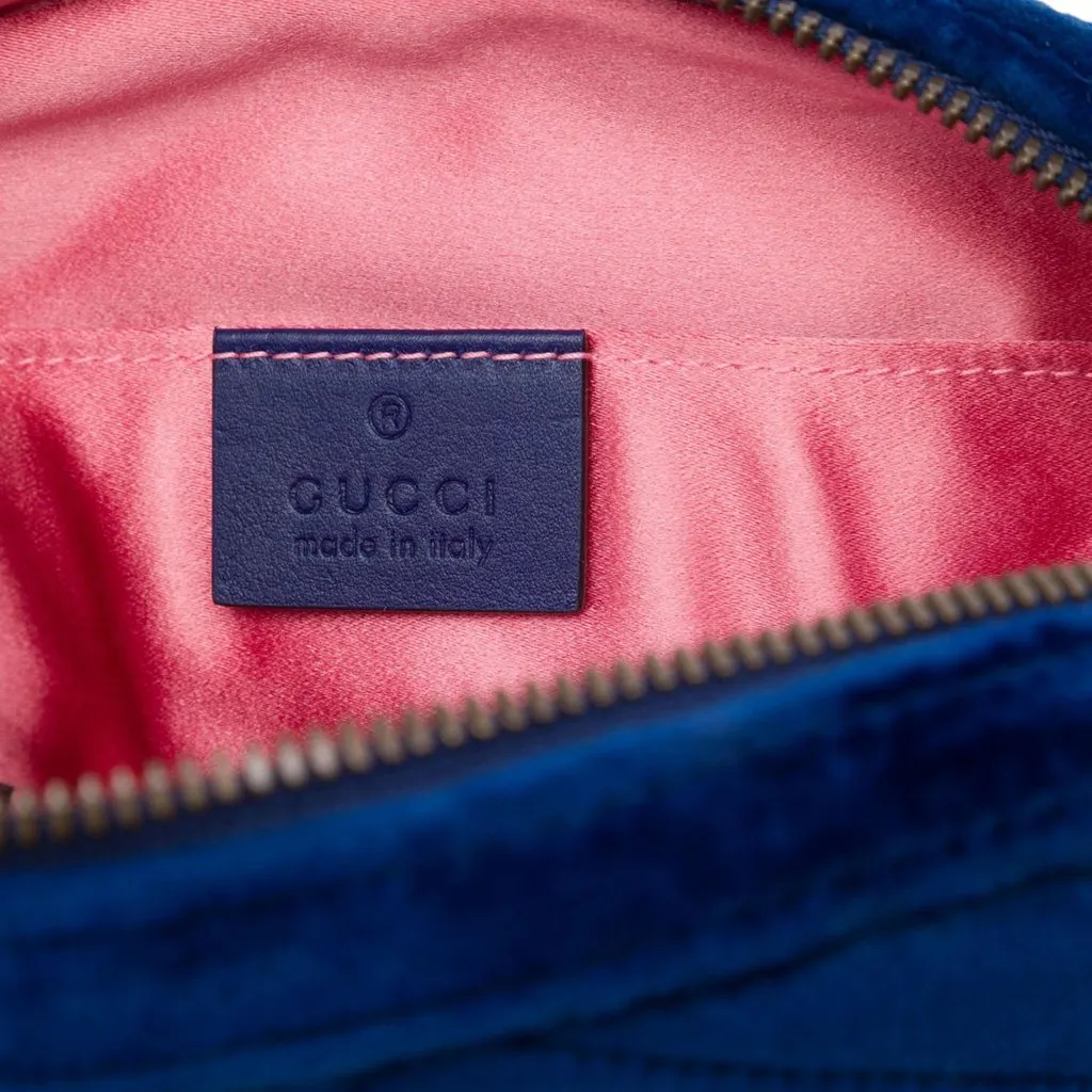 Gucci GG Marmont Matelasse Velvet Belt Bag Blue Velvet Very good - Box View