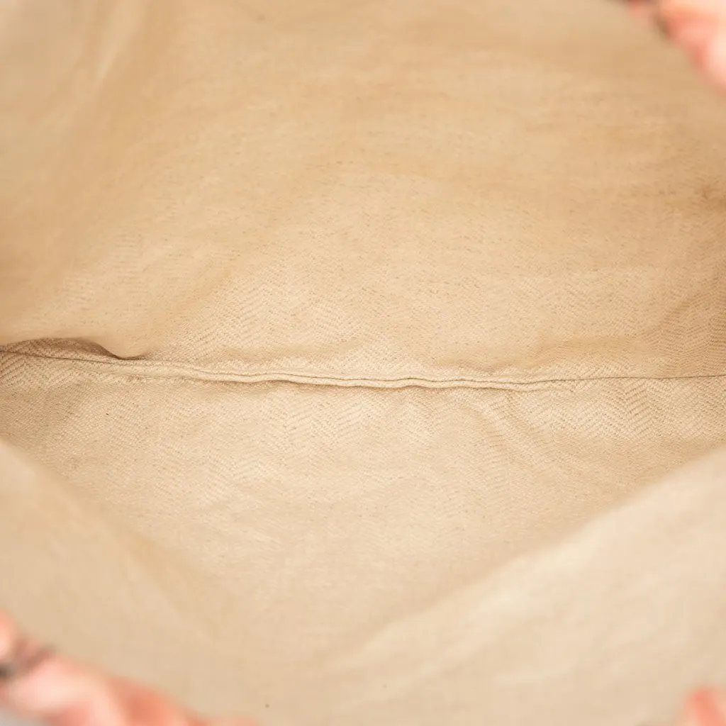 Loewe Paulas Ibiza Canvas Seashell Print Drawstring Pouch Pink Canvas Very good - Model View