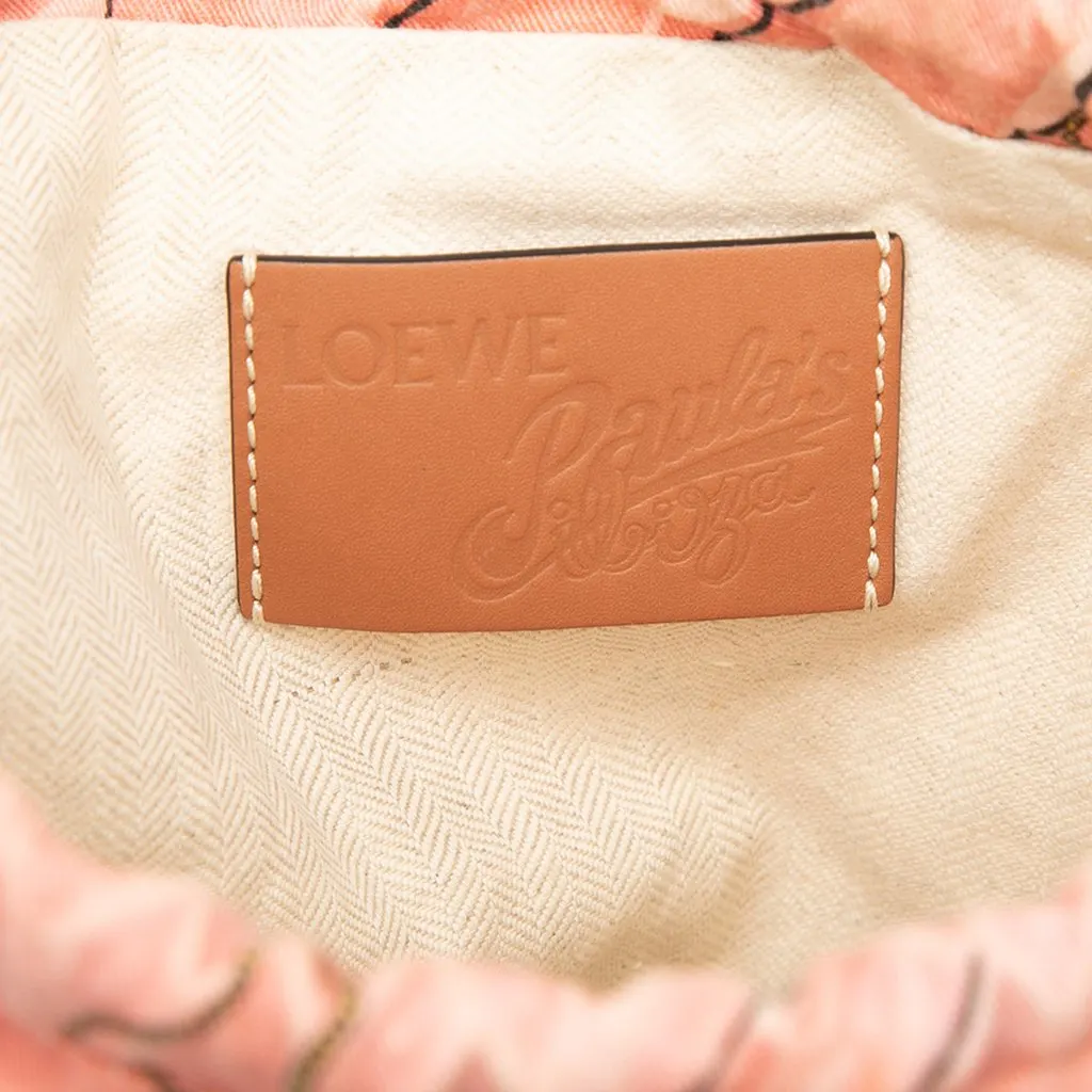 Loewe Paulas Ibiza Canvas Seashell Print Drawstring Pouch Pink Canvas Very good - Box View