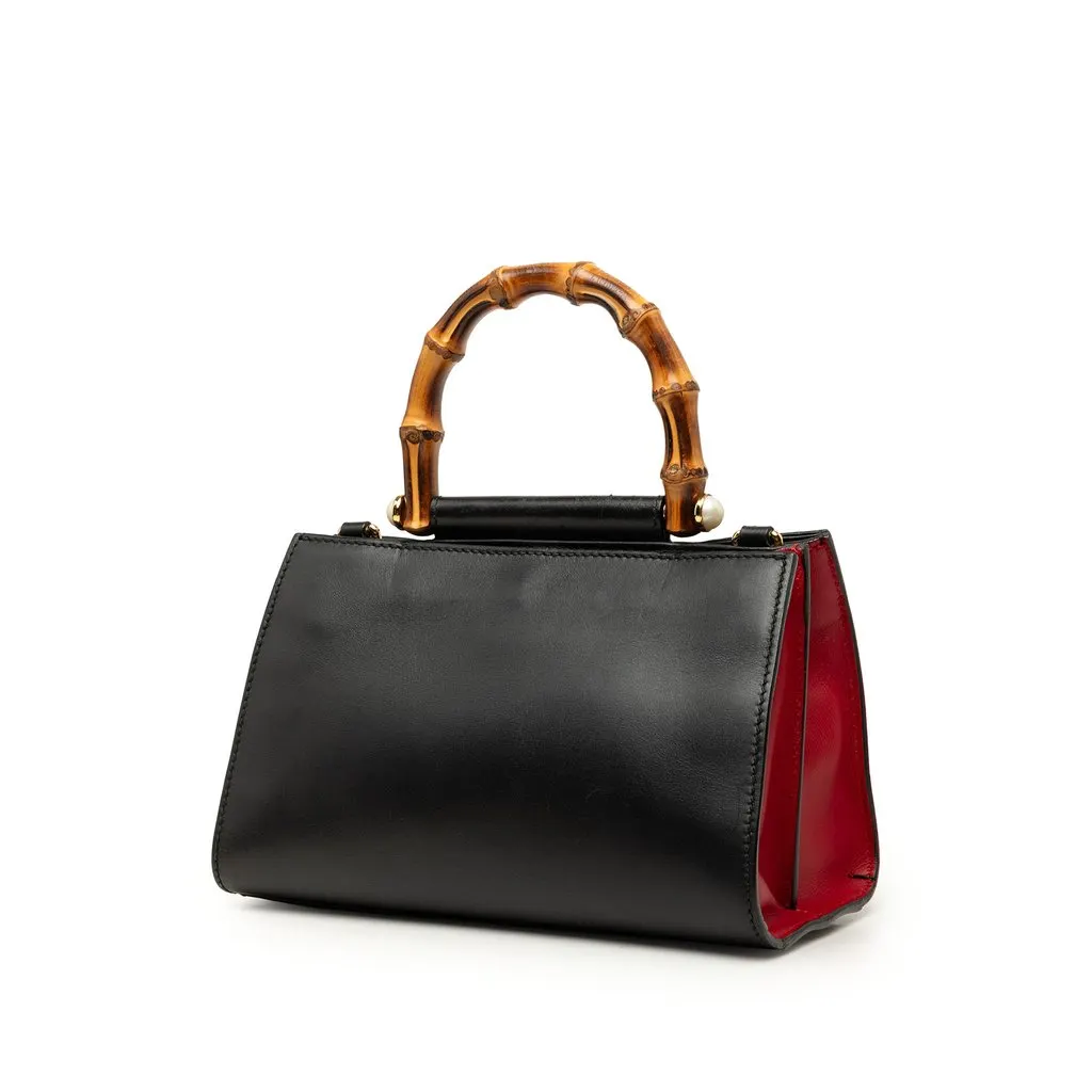 Gucci Mini Nappa Bamboo Web Nymphaea Top Handle Bag Black Leather Very good - Back View