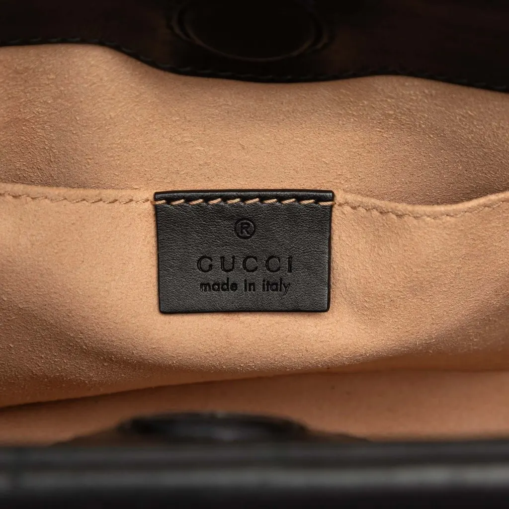 Gucci Mini Nappa Bamboo Web Nymphaea Top Handle Bag Black Leather Very good - Box View