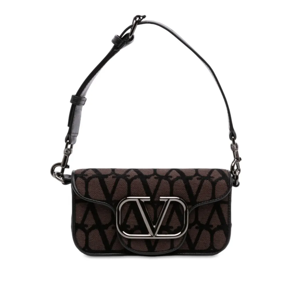 Valentino Small Toile Iconographe VLogo Loco Satchel Brown Never worn - Front View