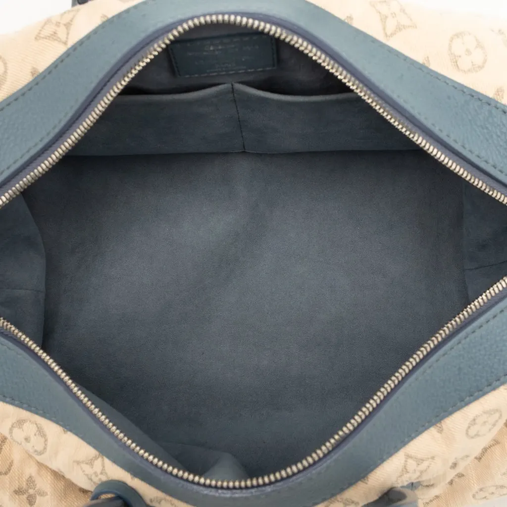 Louis Vuitton Monogram Denim Speedy Round GM Beige Very good - Model View