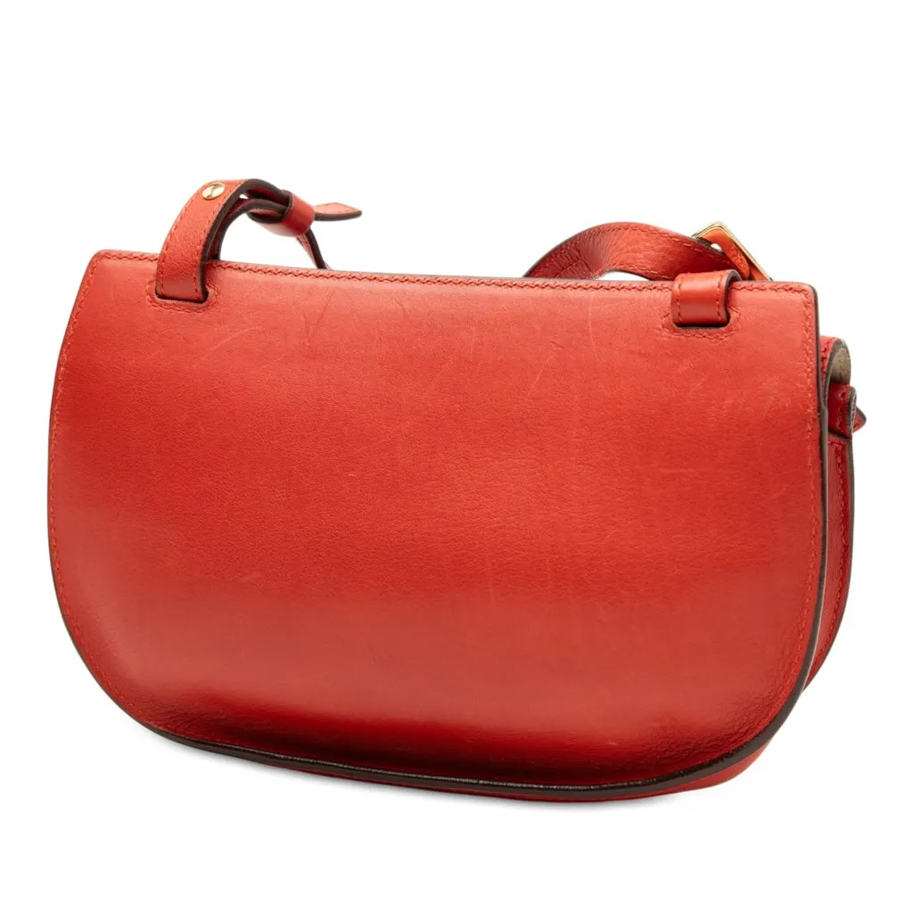 Chloé Calfskin Georgia Double Flap Crossbody Red Leather Very good - Back View