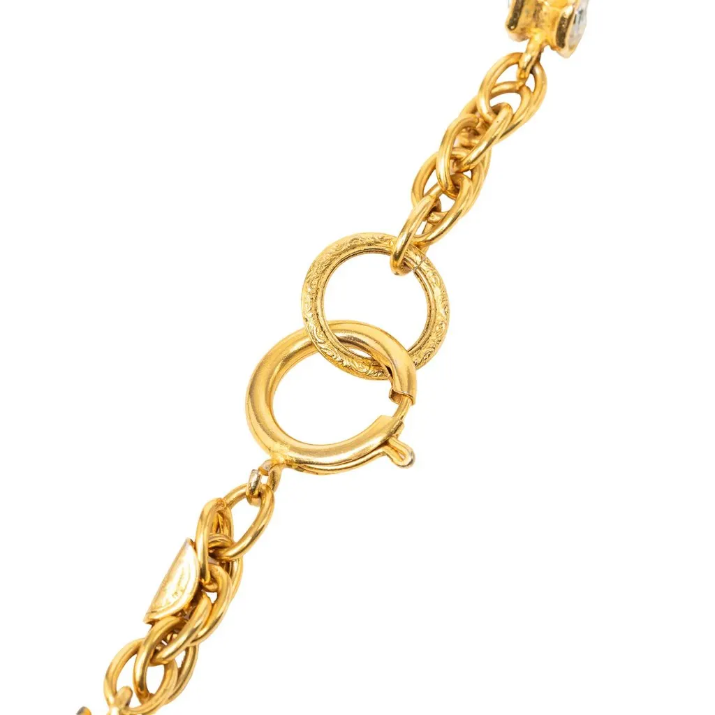 Chanel CC Gold Plated Strass Pendant Necklace Gold Metal Very good - Box View