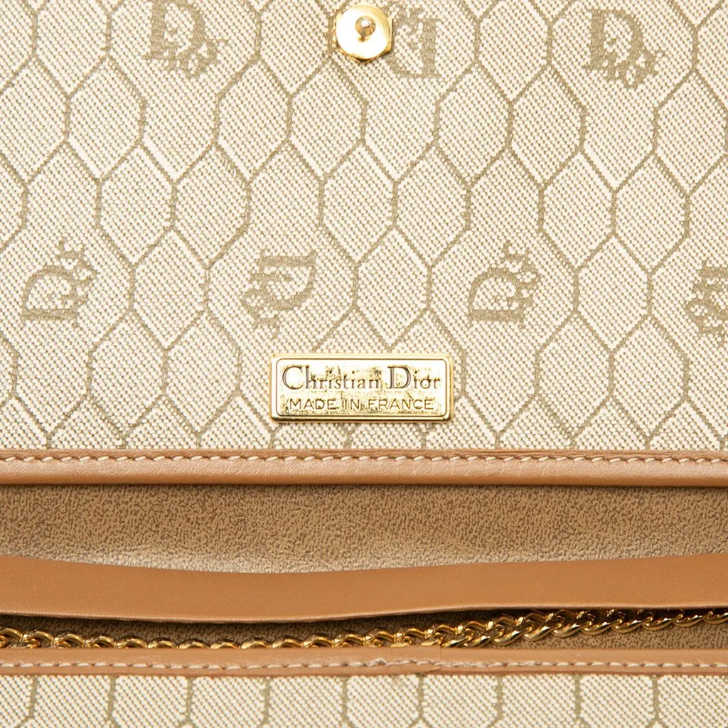 Dior Honeycomb Coated Canvas Chain Shoulder Bag Beige Canvas Very good - Box View
