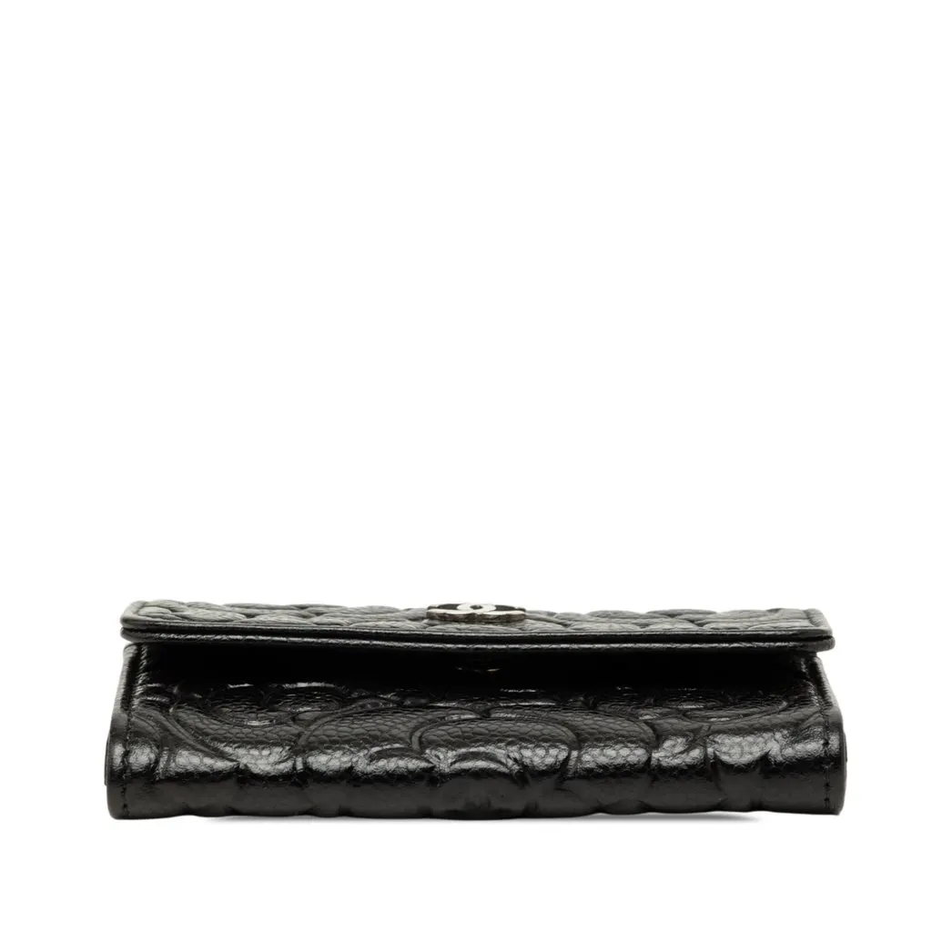 Chanel CC Embossed Caviar Camellia Card Holder Black Leather Very good - Inside View