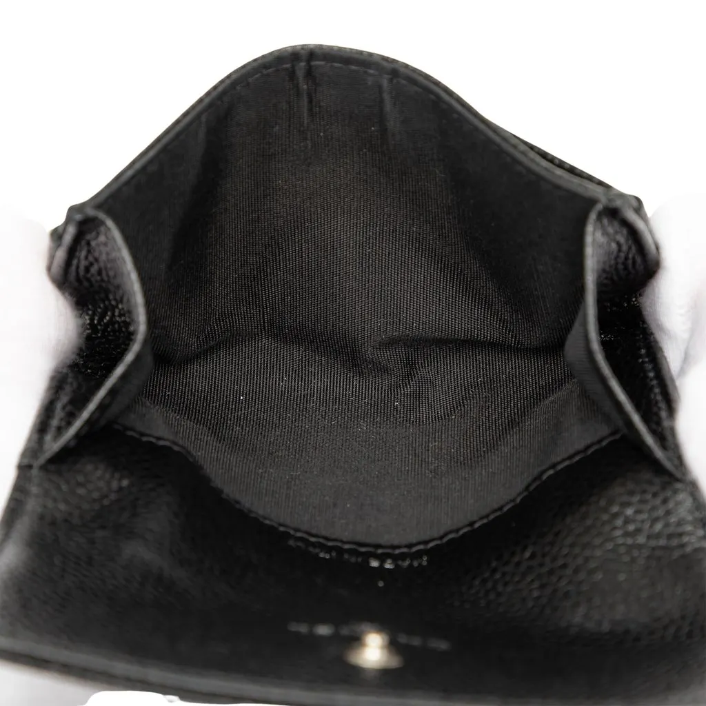 Chanel CC Embossed Caviar Camellia Card Holder Black Leather Very good - Model View