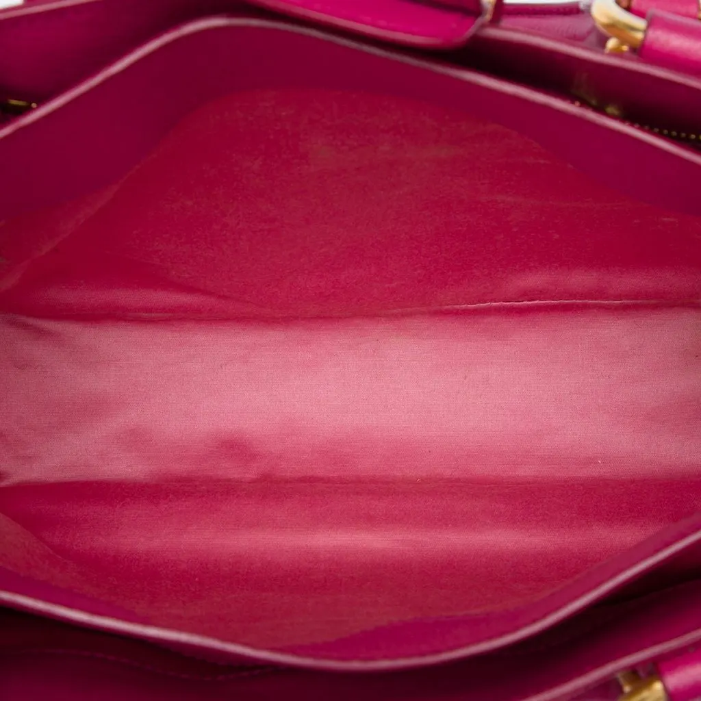 Miu Miu Bicolor Goatskin Madras Satchel Pink Leather Very good - Model View