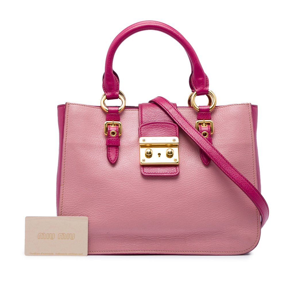 Miu Miu Bicolor Goatskin Madras Satchel | Libas Collective