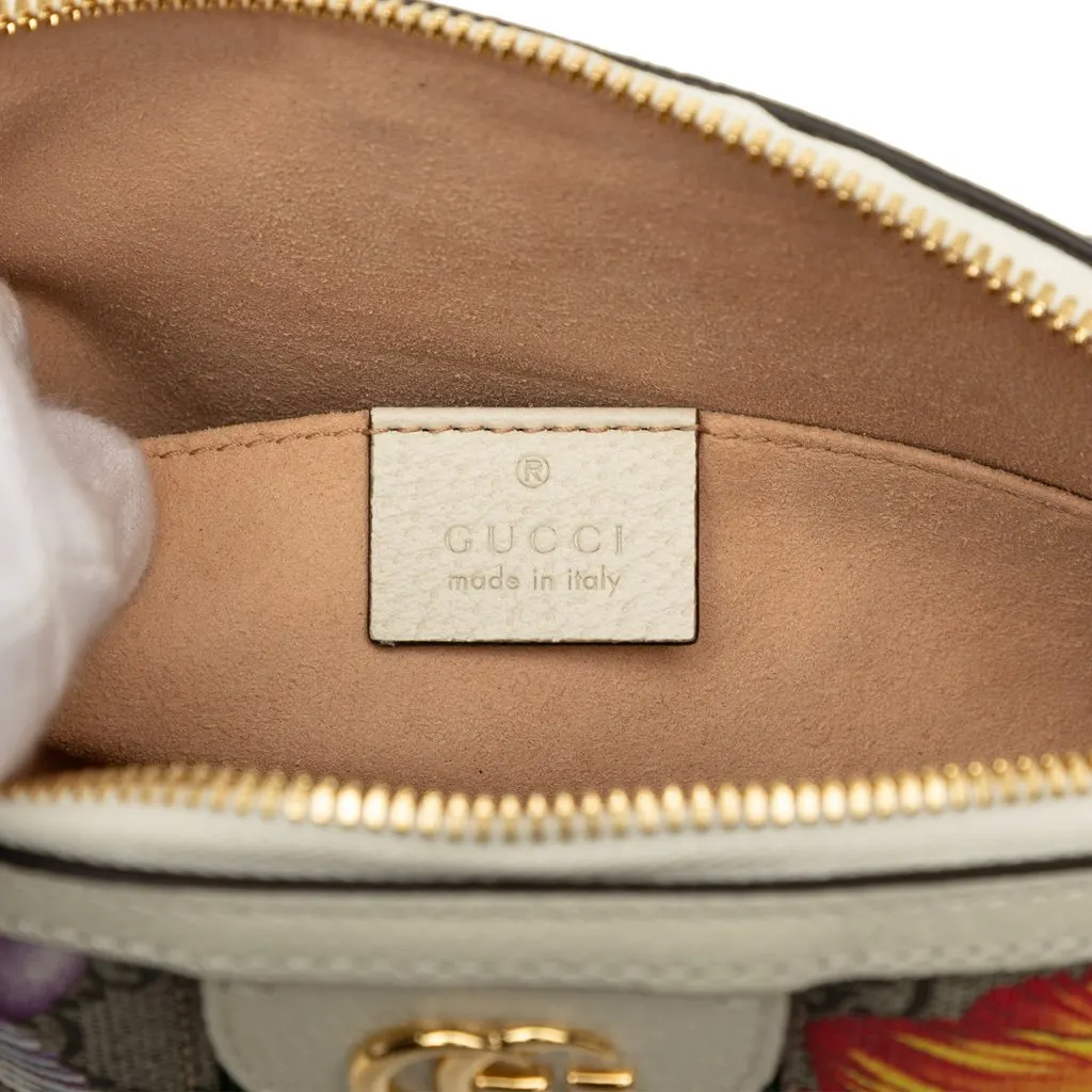 Gucci Small GG Supreme Web  Flora Ophidia Dome Crossbody Beige Canvas Good - Box View