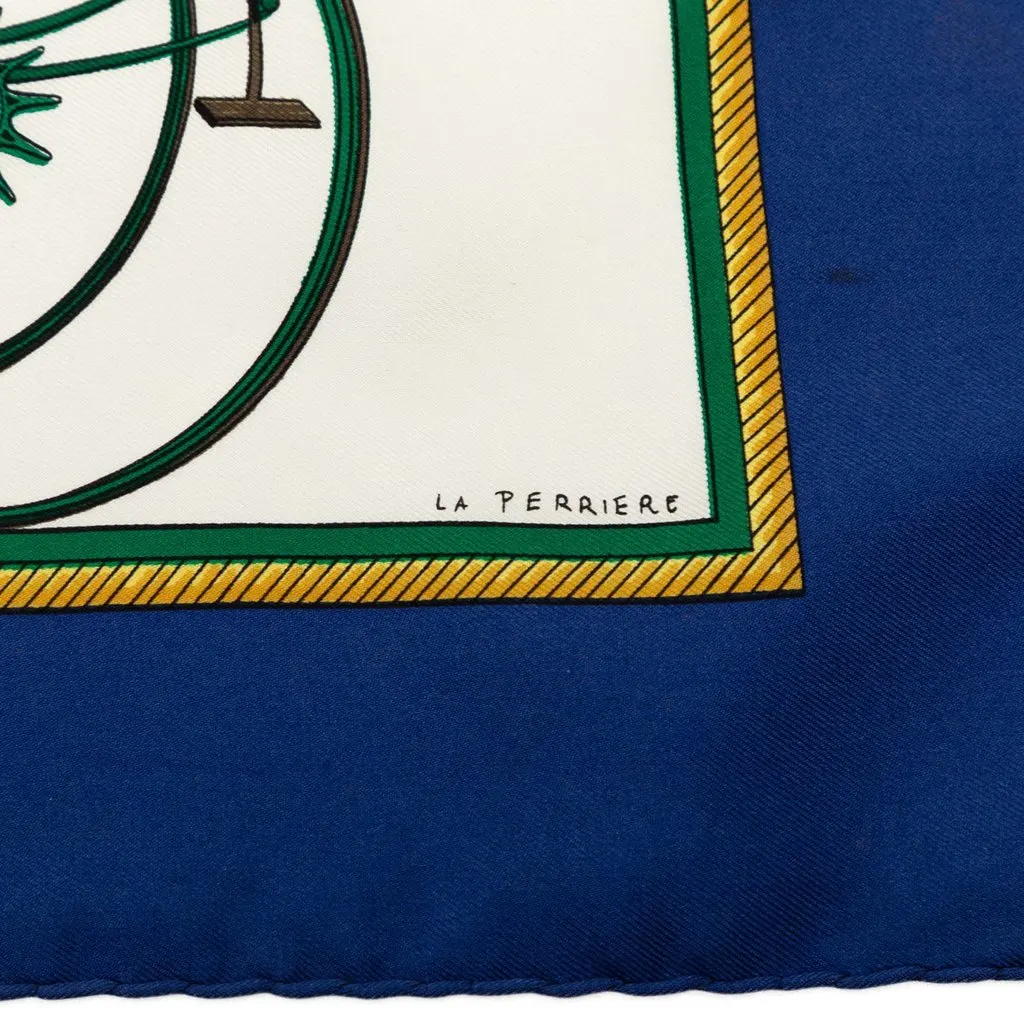 Hermès Les Voitures a Transformation Silk Scarf 90 White Very good - Model View
