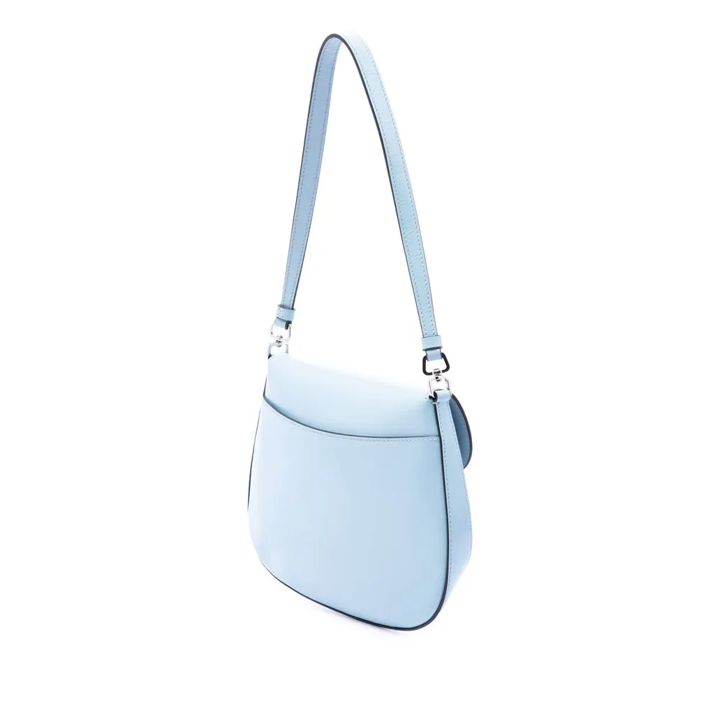 Prada Spazzolato Leather Cleo Flap Shoulder Bag Blue Leather Very good - Back View
